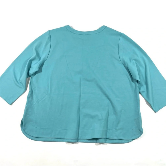 J Jill Double Face Jersey Split Neck Top Blue - Picture 3 of 7
